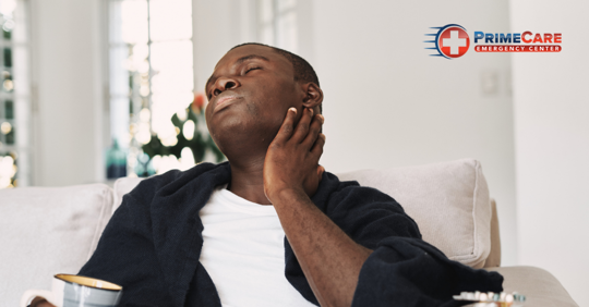 man sick not feeling well on couch